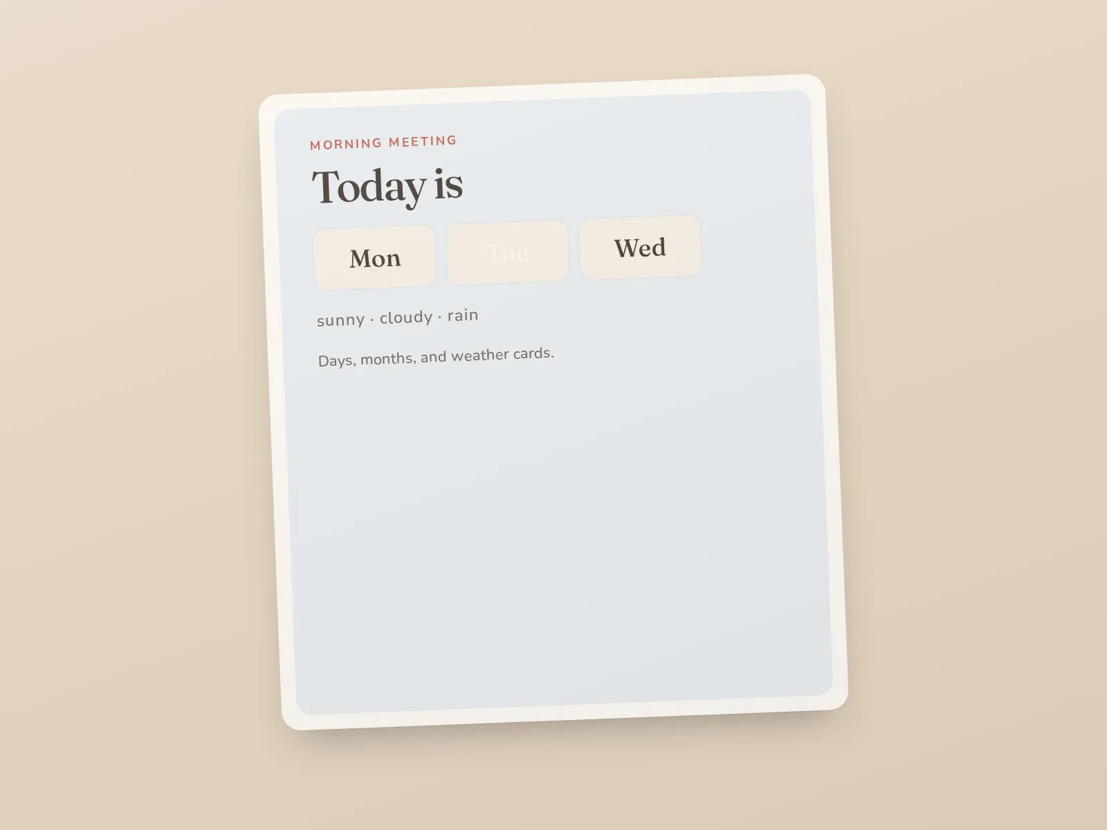 Pastel classroom calendar and weather cards